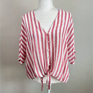 Rails Red and White Striped Blouse